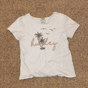 Hurley light blue off the shoulder t-shirt